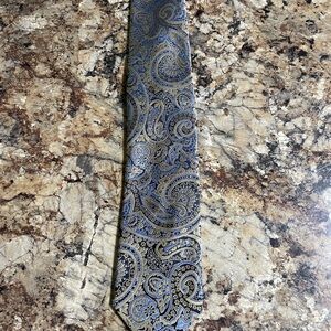 Elegant Paisley Silk Tie in Blue and Gold
